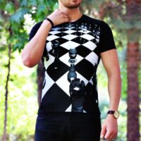 تیشرت آستین کوتاه سه بعدی مدل شطرنج