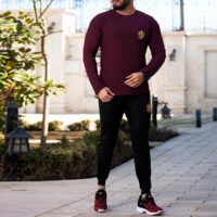 ست بلوز و شلوار مردانه مدلParin  (زرشکی)