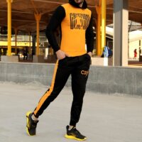 ست سویشرت و شلوار مدل Cr7( مشکی زرد)