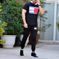 ست تیشرت و شلوار کلاهدار tommy مدلHilfiger (مشکی)