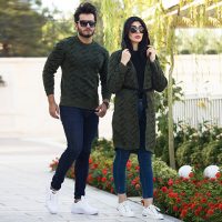 ست بافت زنانه و مردانه مدلPeg (سبز)