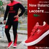ست سویشرت و شلوار مدل New Balance و کفش مردانه Lacoste (قرمز)