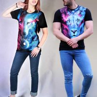 ست تیشرت آستین کوتاه طرح Lion & Wolf