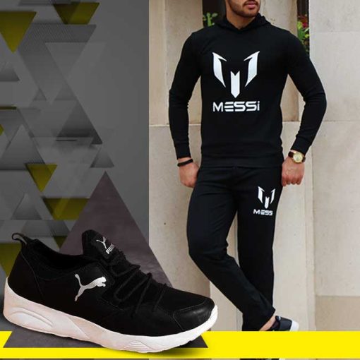 پکیج ست سویشرت و شلوار مدل Messi و کفش PUMA مدل Nolan