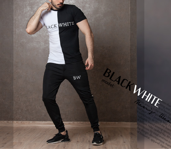 ست تیشرت و شلوار black white - Image 2