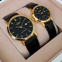 ست ساعت مچی مردانه و زنانه Citizen مدل Piget ( طلایی)