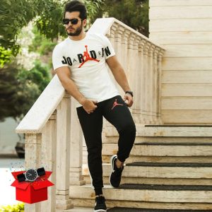 ست تیشرت و شلوار Jordan مدل  Dian (سفید)+ساعت هدیه