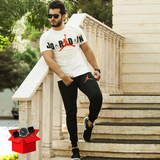 ست تیشرت و شلوار Jordan مدل  Dian (سفید)+ساعت هدیه