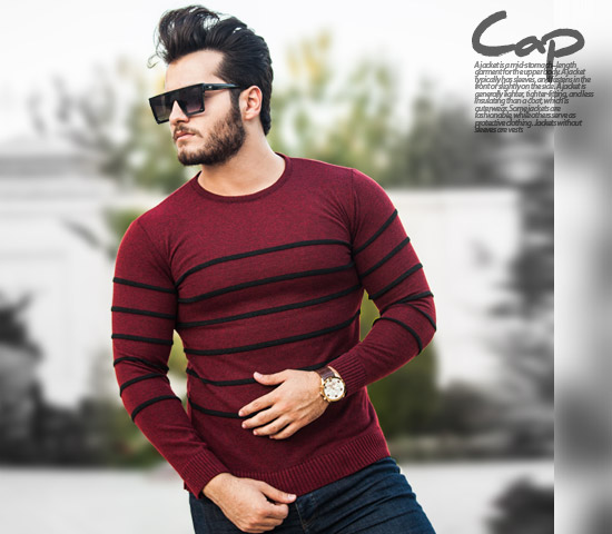 بافت مردانه مدل Cap (زرشکی) - Image 2