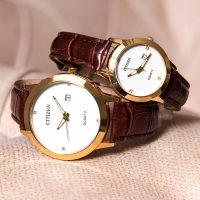 ست ساعت مچی Citizen مدل Mark ( بند قهوه ای)