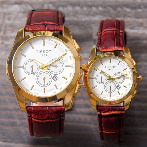 ست ساعت مچی Tissot مدل Satin(بند قهوه ای)