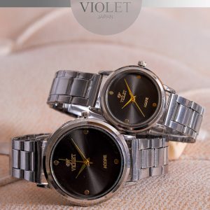 ست ساعت مچی مردانه و زنانه Violet مدل Lara (بند فلزی نقره ای)