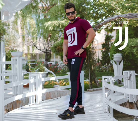 ست تیشرت کلاه دار و شلوار Juventus مدل Vargas (زرشکی) - Image 2