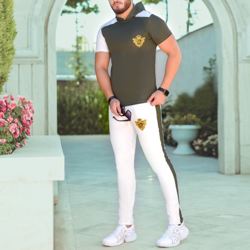 ست تیشرت کلاه دار و شلوار مدل Dwhite