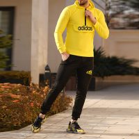 ست سویشرت و شلوار نیم زیپ adidasمدل silence(زرد)