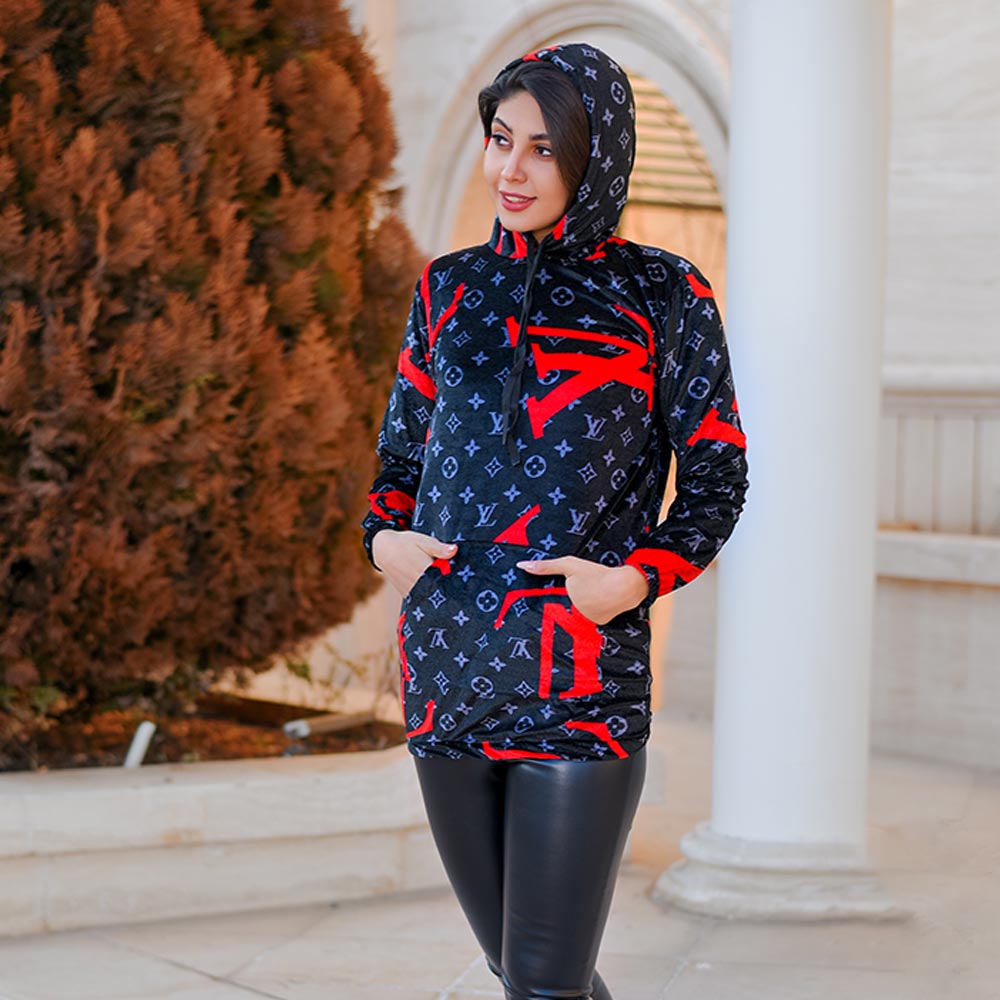 سویشرت زنانه Monjogh( مشکی قرمز) - Image 3