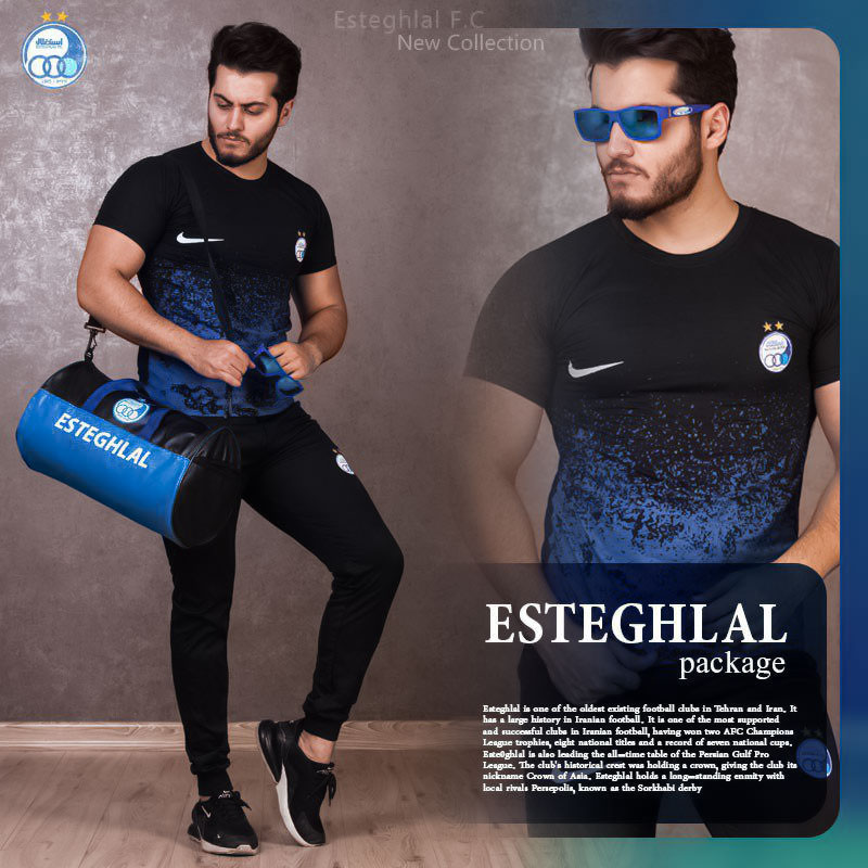 پکیج ست تیشرت و شلوار استقلال مدل Captain و ساک ورزشی استقلال - Image 2