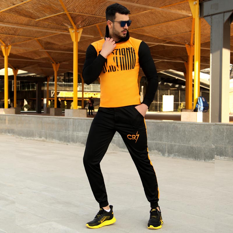 ست سویشرت و شلوار مدل Cr7( مشکی زرد) - Image 3