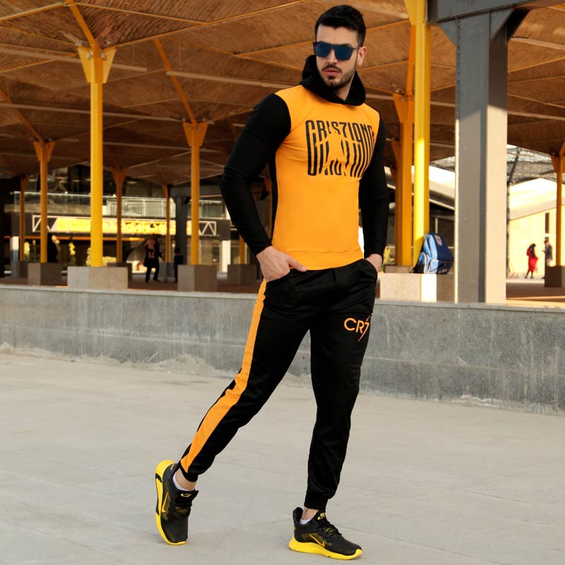 ست سویشرت و شلوار مدل Cr7( مشکی زرد) - Image 4
