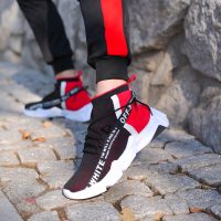 کفش ساقدار off whiteمدل TM will( مشکی قرمز)