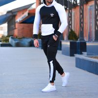 سویشرت وشلوار adidas مدل glass (مشکی سفید)