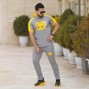 ست تیشرت و شلوار مردانه کلاهدار ۳۶۱ مدل Alfa (طوسی)