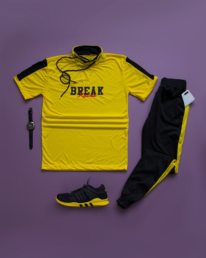 ست تیشرت شلوار مردانه مدل BREAK (زرد) - Image 3