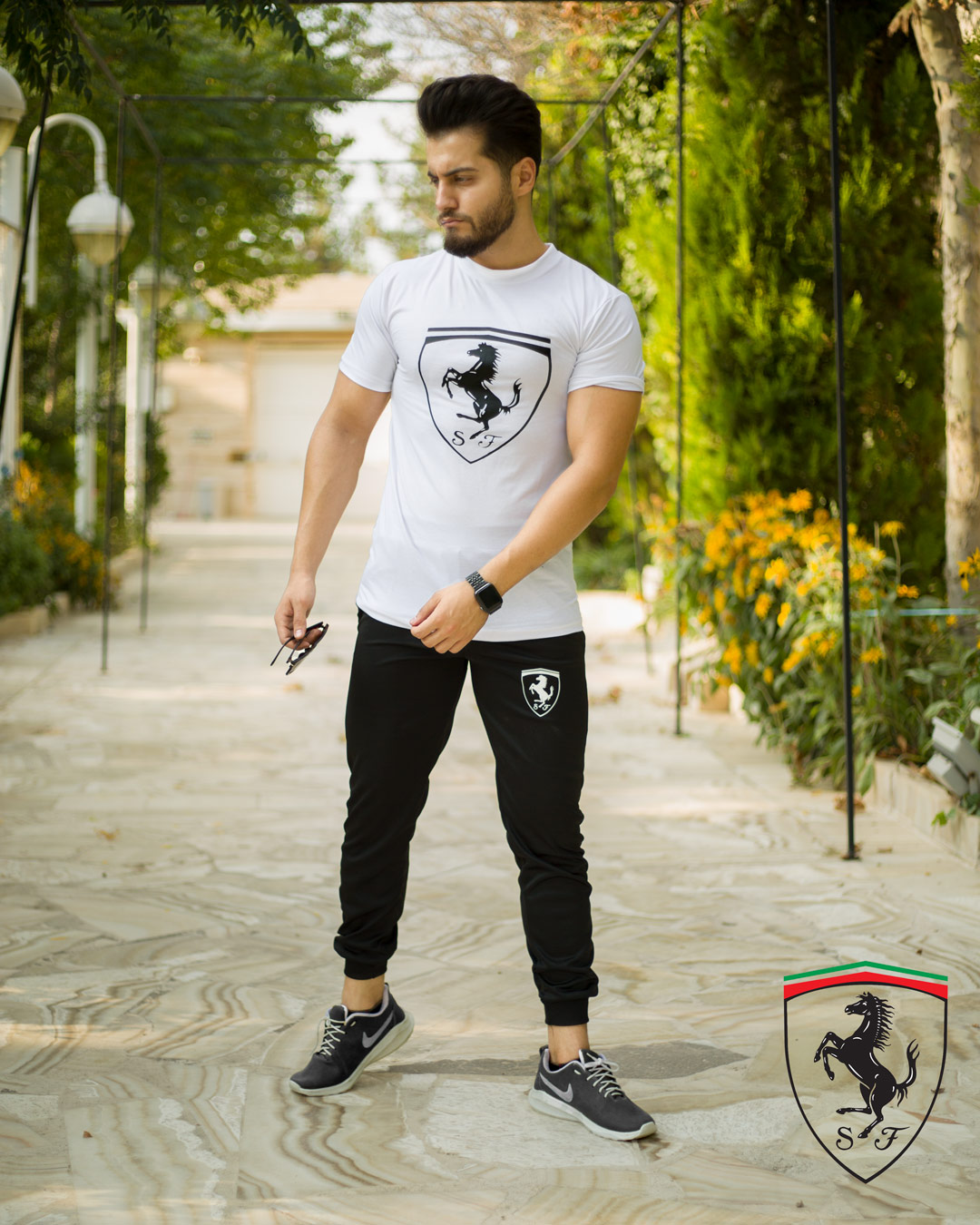 ست تیشرت و شلوار مردانه مدل Ferrari سفید - Image 5