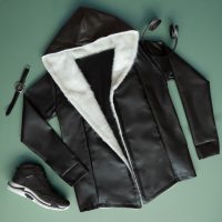 هودی چرم لبه خز مردانه مدل Noyan