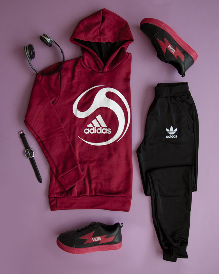 ست سویشرت و شلوار Adidas مدل Saroo (زرشکی) - Image 4