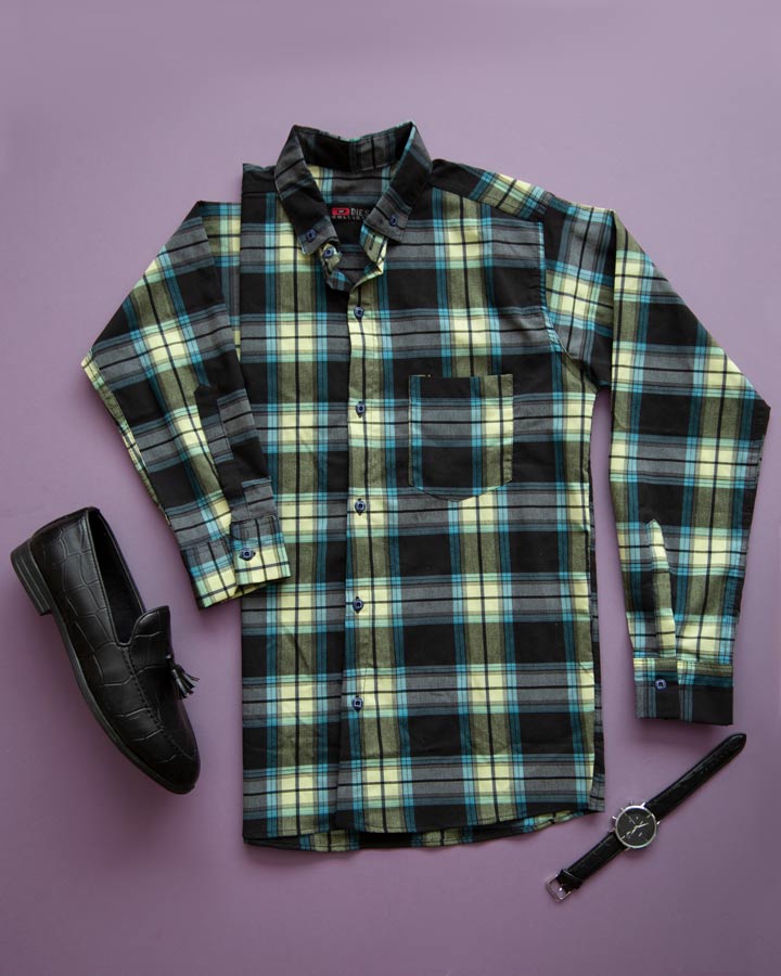 پیراهن مردانه مدل Sakata (مشکی سبز) - Image 4