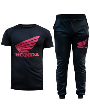 ست تیشرت وشلوار Hondaمدل Jerard(مشکی قرمز)