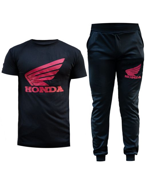 ست تیشرت وشلوار Hondaمدل Jerard(مشکی قرمز)