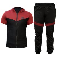 ست تیشرت شلوار زیپ دار مردانه مدل Elmaz (زرشکی )