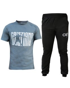 ست تیشرت شلوار مردانه مدل CR7 (طوسی)