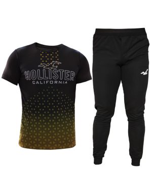ست تیشرت و شلوار مردانه مدل Hollister (زرد)