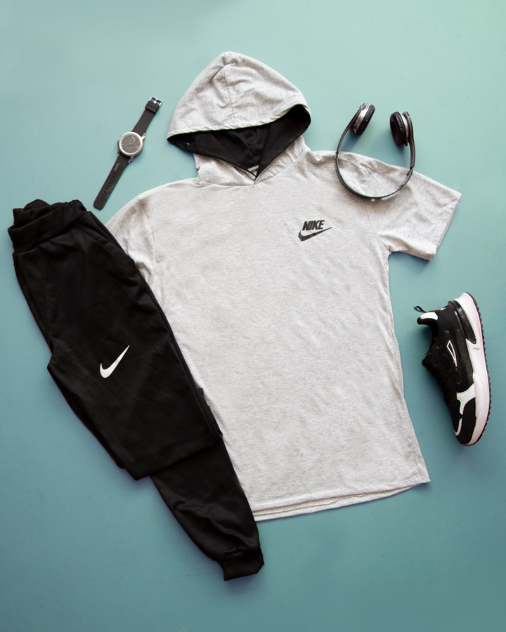 ست تیشرت شلوار Nike مدل OLES (طوسی روشن) - Image 4