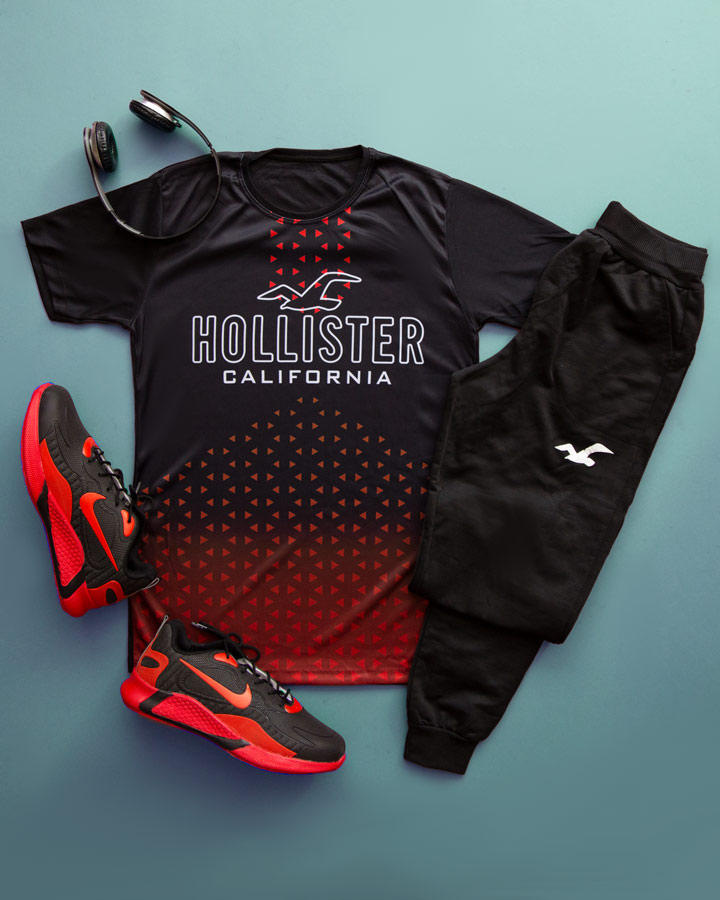 ست تیشرت و شلوار مردانه مدل Hollister (قرمز) - Image 3