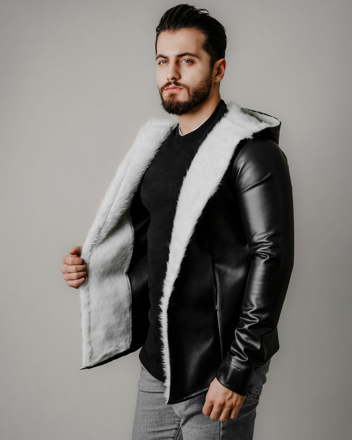 هودی مردانه لبه خز مدل Pavard (مشکی) - Image 4