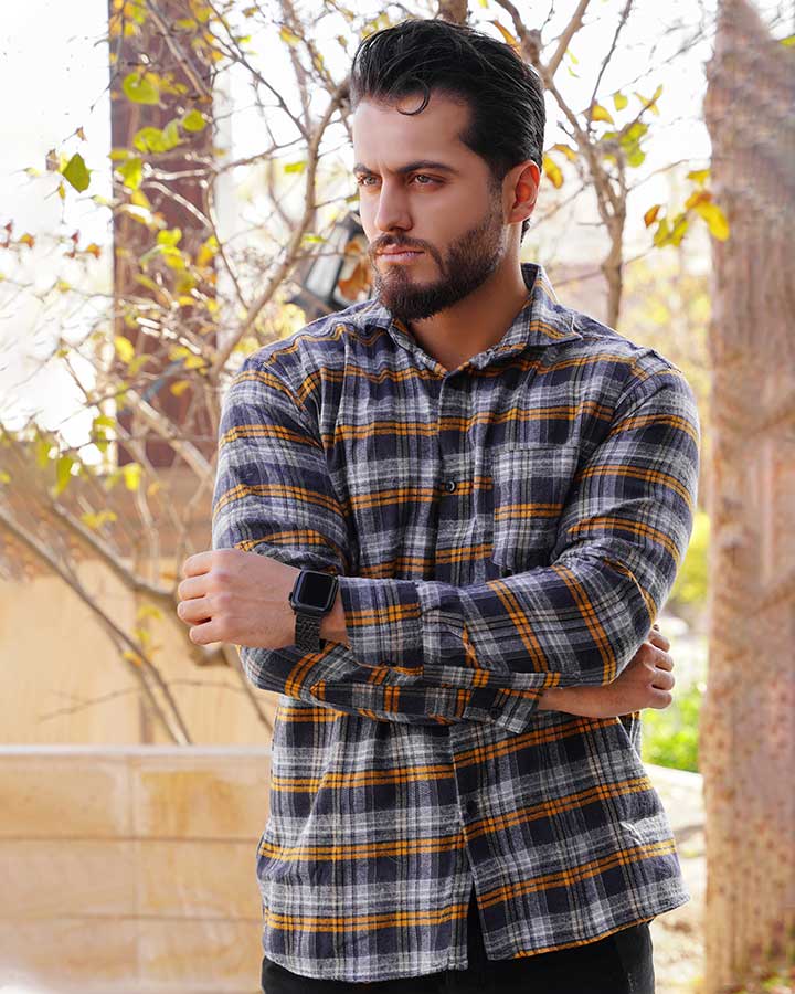 پیراهن پاییزه مردانه مدل Vazista (نارنجی) - Image 5