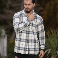 پیراهن پاییزه مردانه مدل Sitro (سفید سبز)