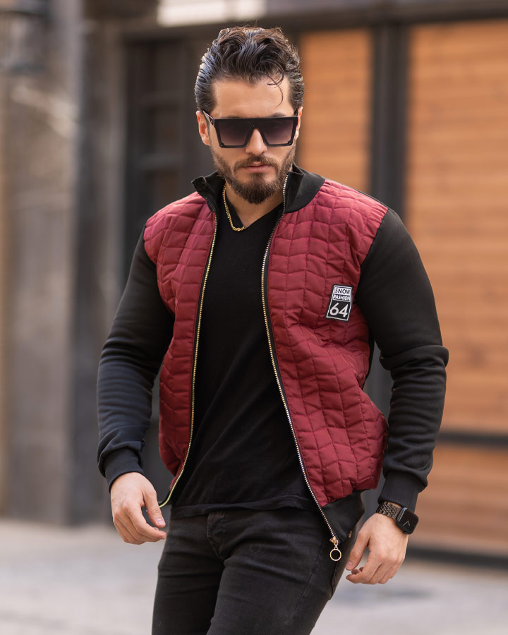 کاپشن مردانه مدل Bako (زرشکی) - Image 4