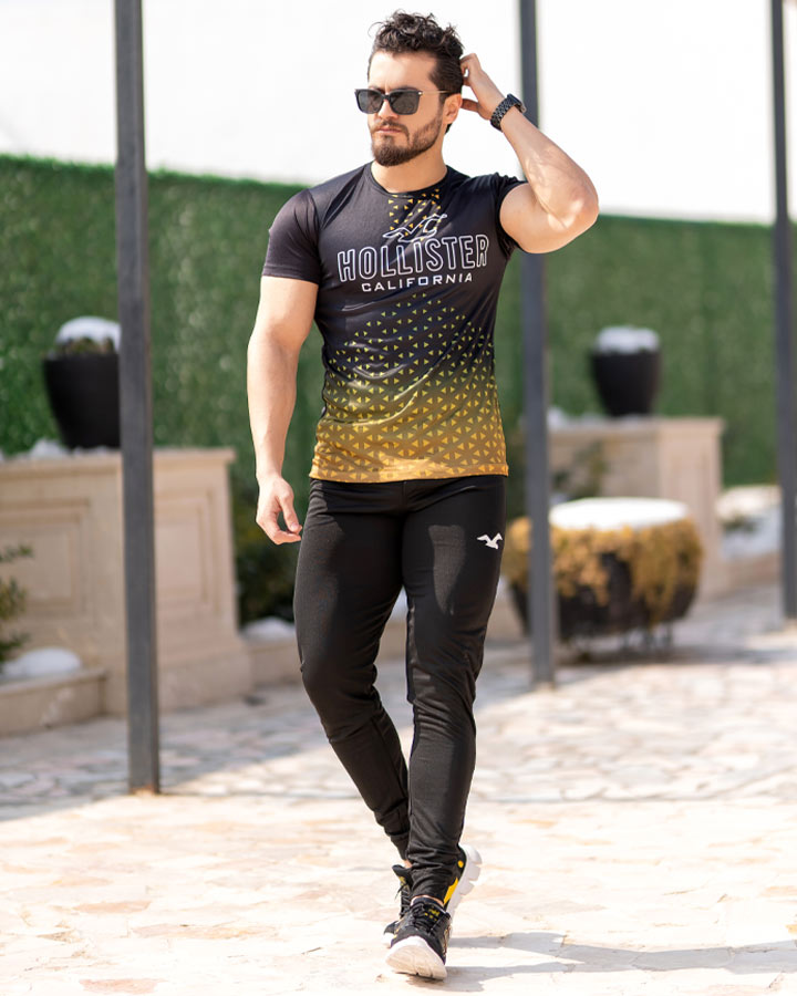 ست تیشرت و شلوار مردانه مدل Hollister (زرد) - Image 4