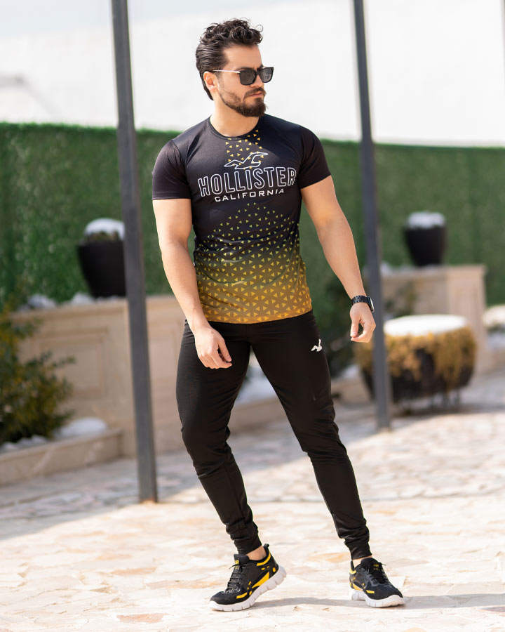 ست تیشرت و شلوار مردانه مدل Hollister (زرد) - Image 5