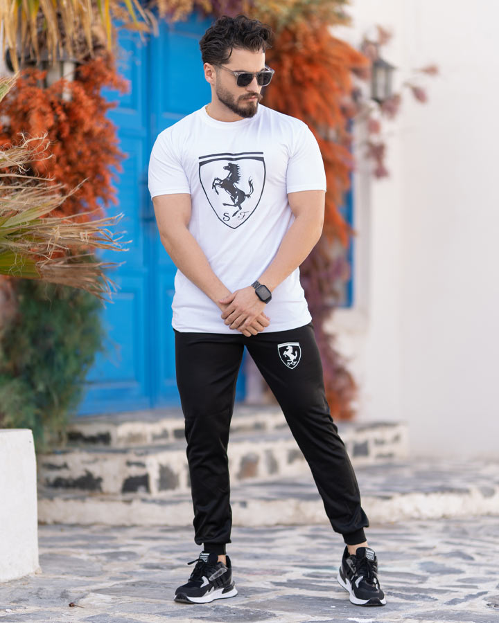 ست تیشرت و شلوار مردانه مدل Ferrari سفید - Image 8