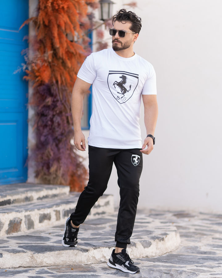 ست تیشرت و شلوار مردانه مدل Ferrari سفید - Image 9
