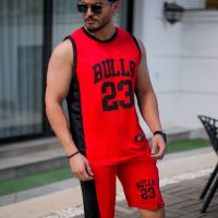 ست تاپ شلوارک Bulls (قرمز) کد 6028