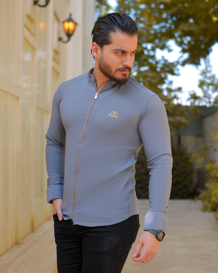 پیراهن مردانه مدل Arka (طوسی)کد6140 - Image 3