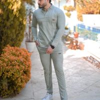 ست بلوز شلوار مردانه مدل kenet (پسته ای )کد 6129