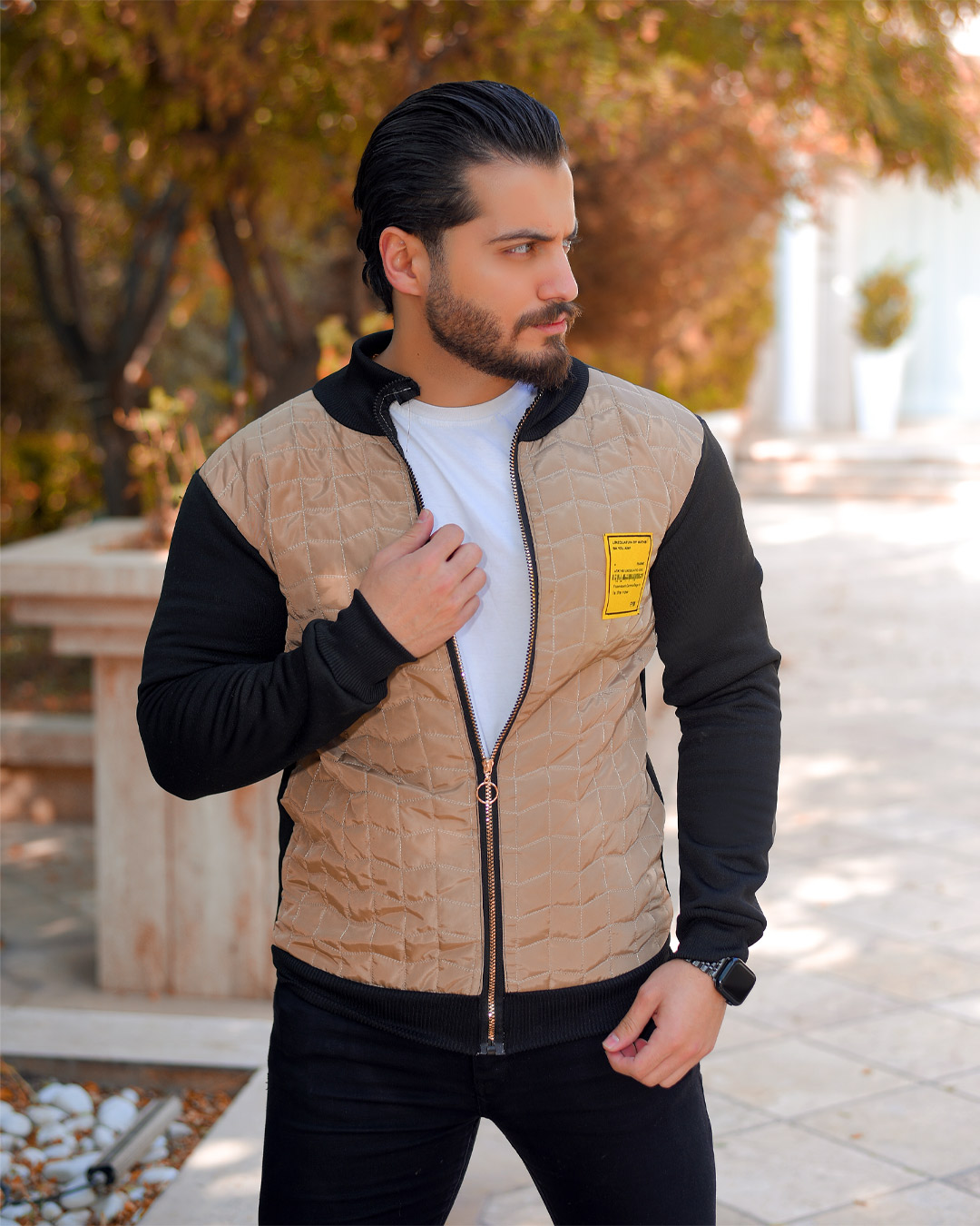 کاپشن مردانه مدل Bako (کرم ) کد 6147 - Image 3